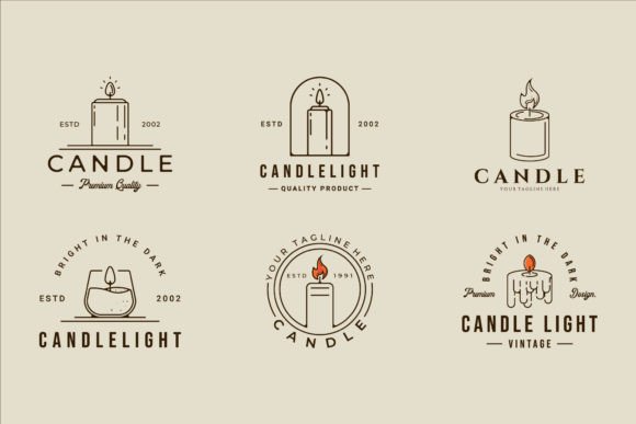 Candle Logo Line Vector Graphics for Brand Logos