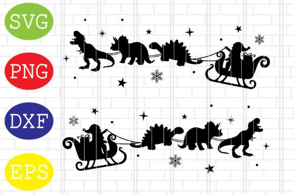 Christmas Dinosaur Sleigh Ride Graphics for Holiday Crafts