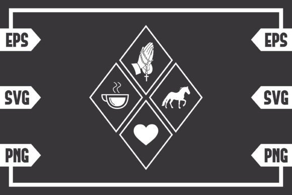 Coffee Jesus Heart and Horse Graphics for Crafts