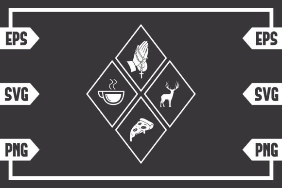 Coffee Jesus Pizza Hunting Deer: Graphics & Crafts Asset
