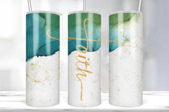 Green Ink Faith Tumbler Wrap Graphics & Print Templates